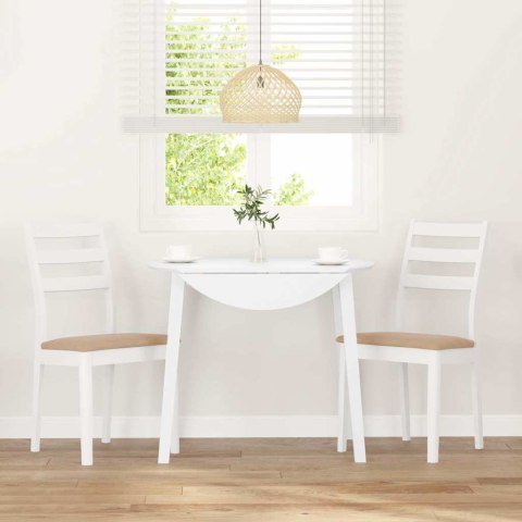 KRZESŁA DO JADALNI Z PODUSZKAMI 2 SZT. BIAŁE LITE DREWNO GUMOWE