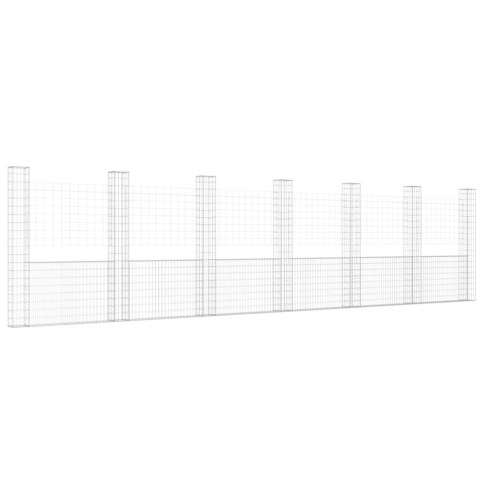 OGRODZENIE GABIONOWE Z 7 SŁUPKAMI ŻELAZO 740X20X200CM