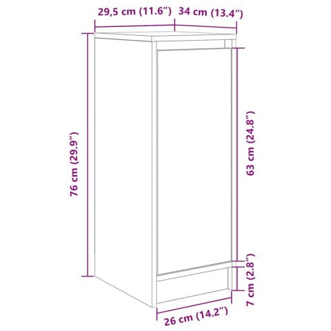 SZAFKA NA BUTY SZARA SONOMA 29,5X34X76CM DREWNO KLEJONE