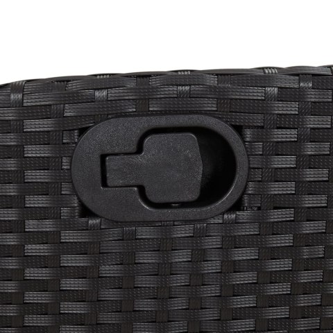 ROZKŁADANY FOTEL OGRODOWY Z PODNÓŻKIEM CZARNY POLIRATTAN