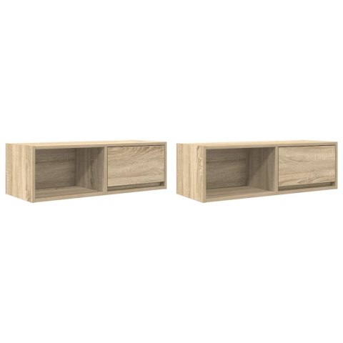 SZAFKI RTV 2 SZT. DĄB SONOMA 80X31X25,5CM DREWNO KLEJONE