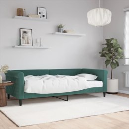 VidaXL Sofa z materacem do spania, ciemnozielona, 90x200 cm, aksamit