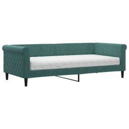 VidaXL Sofa z materacem do spania, ciemnozielona, 90x200 cm, aksamit