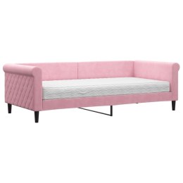 VidaXL Sofa z materacem do spania, różowa, 90x200 cm, aksamit