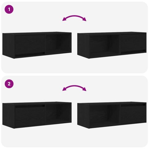 SZAFKA RTV CZARNY DĄB 80X31X25,5CM DREWNO KLEJONE