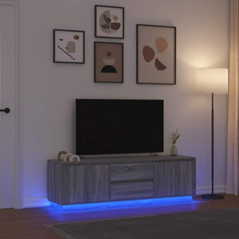 SZAFKA RTV Z OŚWIETLENIEM LED SZARA SONOMA 160,5X41X50CM