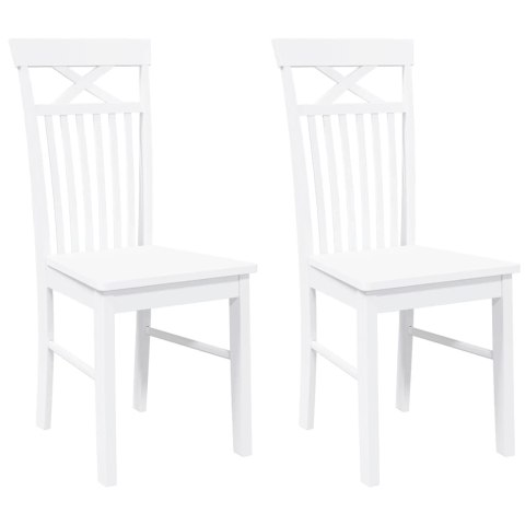 KRZESŁA DO JADALNI 2 SZT. BIAŁE LITE DREWNO GUMOWE