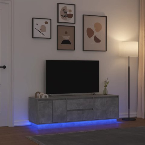 SZAFKA RTV Z OŚWIETLENIEM LED BETON SZARY 160,5X41X50CM
