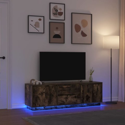 SZAFKA RTV Z OŚWIETLENIEM LED DĄB WĘDZONY 160,5X41X50CM