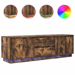 SZAFKA RTV Z OŚWIETLENIEM LED DĄB WĘDZONY 160,5X41X50CM