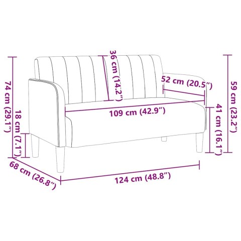 SOFA DWUOSOBOWA CIEMNOSZARA 109CM AKSAMIT
