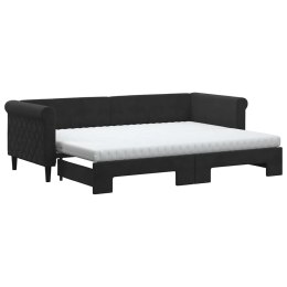 SOFA ROZSUWANA Z MATERACAMI CZARNA 80X200CM AKSAMIT