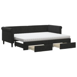 SOFA ROZSUWANA Z SZUFLADAMI CZARNA 80X200CM AKSAMIT