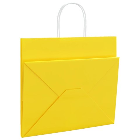 TORBY PAPIEROWE 50 SZT. Z UCHWYTAMI ŻÓŁTE 32X22X28CM