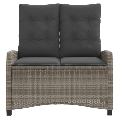 ROZKŁADANA ŁAWKA OGRODOWA Z PODUSZKAMI SZARA POLIRATTAN