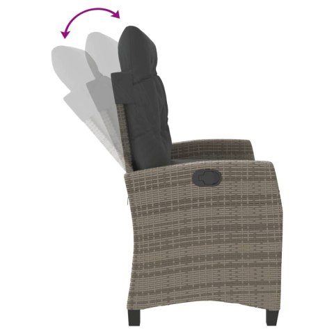 ROZKŁADANA ŁAWKA OGRODOWA Z PODUSZKAMI SZARA POLIRATTAN