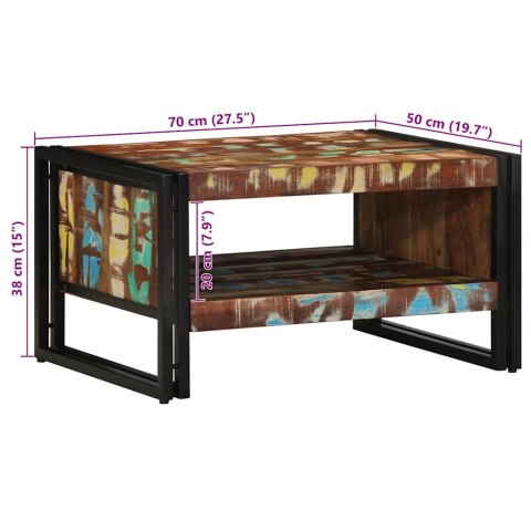 STOLIK KAWOWY WIELOKOLOROWY 70X50X38CM LITE DREWNO ODZYSKANE