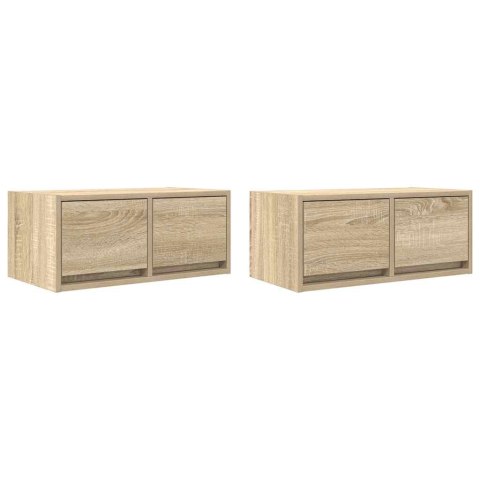 SZAFKI RTV 2 SZT. DĄB SONOMA 60X31X25,5CM DREWNO KLEJONE