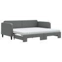 SOFA ROZSUWANA Z MATERACAMI CIEMNOSZARA 90X200CM TKANINA