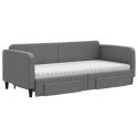 SOFA ROZSUWANA Z SZUFLADAMI CIEMNOSZARA 90X200CM TKANINA