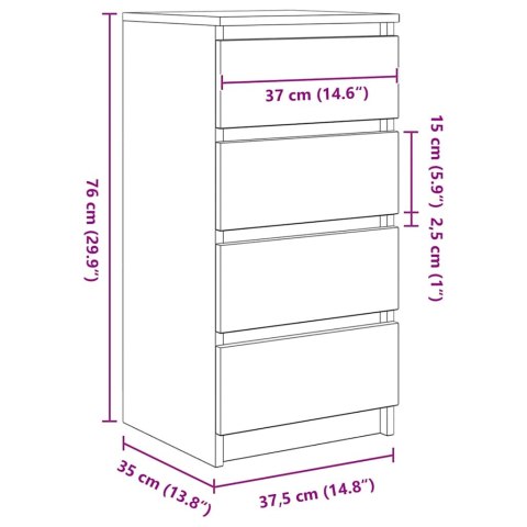 KOMODA SONOMA OAK 37,5X35X76CM DREWNO KLEJONE