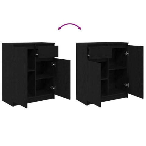 KOMODA Z SZUFLADĄ CZARNY DĄB 71X35X84CM DREWNO KLEJONE