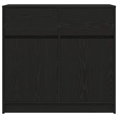 KOMODA Z SZUFLADĄ CZARNY DĄB 80X34X76CM DREWNO KLEJONE