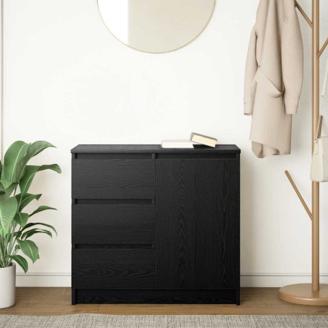 KOMODA Z SZUFLADĄ CZARNY DĄB 71X35X65CM DREWNO KLEJONE