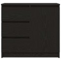KOMODA Z SZUFLADĄ CZARNY DĄB 71X35X65CM DREWNO KLEJONE