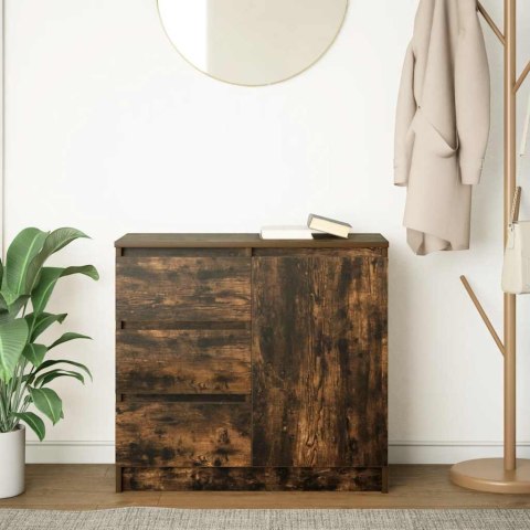 KOMODA Z SZUFLADĄ DĄB WĘDZONY 71X35X65CM DREWNO KLEJONE