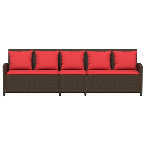SOFA OGRODOWA 5-OSOBOWA Z PODUSZKAMI BRĄZOWY POLIRATTAN