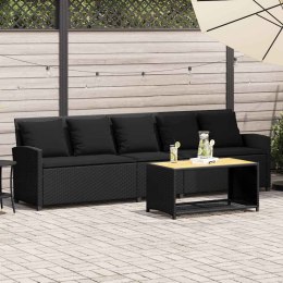SOFA OGRODOWA 5-OSOBOWA Z PODUSZKAMI CZARNY POLIRATTAN