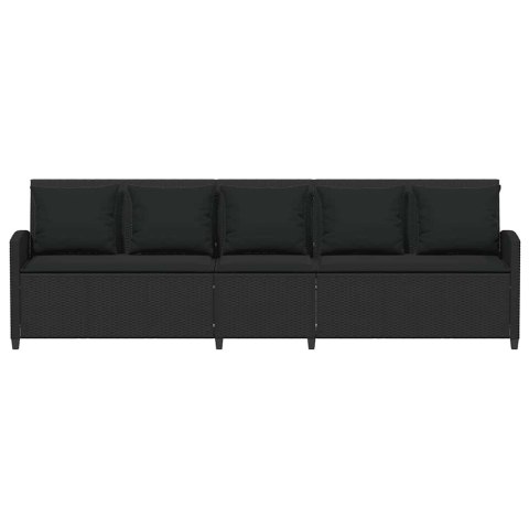 SOFA OGRODOWA 5-OSOBOWA Z PODUSZKAMI CZARNY POLIRATTAN