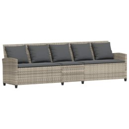 SOFA OGRODOWA 5-OSOBOWA Z PODUSZKAMI JASNOSZARY POLIRATTAN