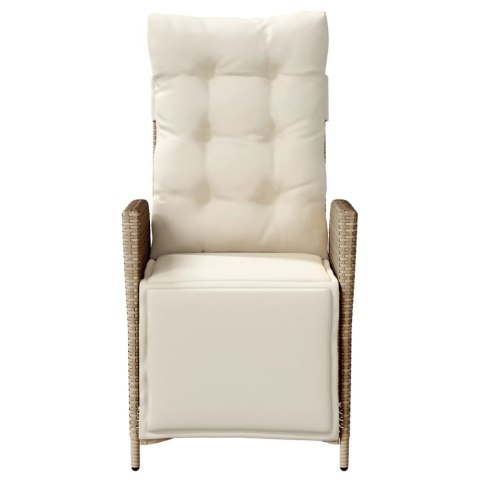 ROZKŁADANY FOTEL OGRODOWY Z PODNÓŻKIEM BEŻOWY POLIRATTAN