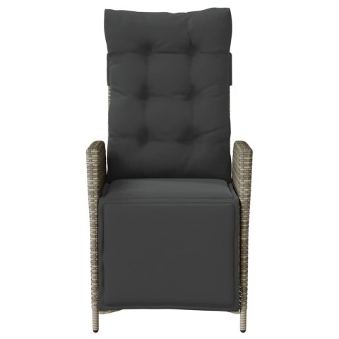 ROZKŁADANY FOTEL OGRODOWY Z PODNÓŻKIEM SZARY POLIRATTAN