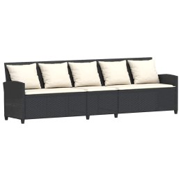 SOFA OGRODOWA 5-OSOBOWA Z PODUSZKAMI CZARNY POLIRATTAN