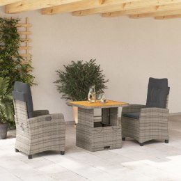 3-CZ. ZESTAW MEBLI OGRODOWYCH Z PODUSZKAMI SZARY RATTAN PE