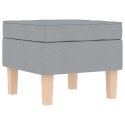 FOTEL BUJANY Z PODNÓŻKIEM JASNOSZARY TKANINA