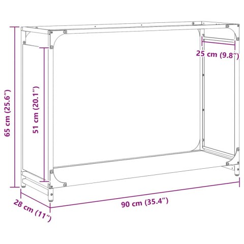 STOJAK NA DREWNO OPAŁOWE 90X28X65CM STAL WALCOWANA NA ZIMNO