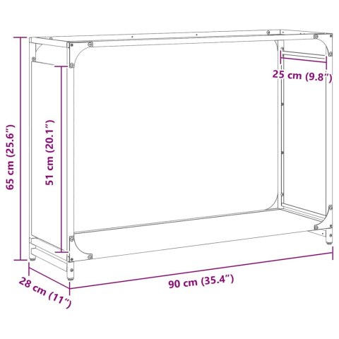 STOJAK NA DREWNO OPAŁOWE 90X28X65CM STAL WALCOWANA NA ZIMNO