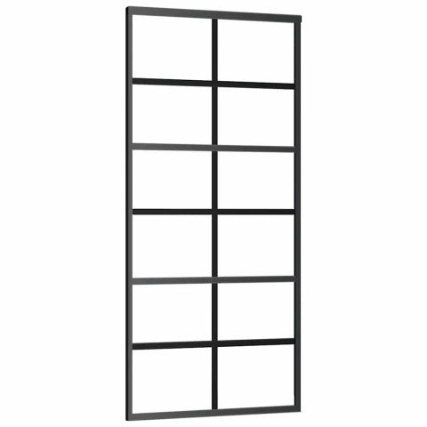 DRZWI PRZESUWNE Z ZESTAWEM OKUĆ CZARNE 90X205CM ESG SZKŁO