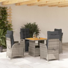 5-CZ. ZESTAW MEBLI OGRODOWYCH Z PODUSZKAMI SZARY RATTAN PE