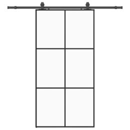 DRZWI PRZESUWNE Z ZESTAWEM OKUĆ CZARNE 102X205CM ESG SZKŁO