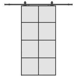 DRZWI PRZESUWNE Z ZESTAWEM OKUĆ CZARNE 102,5X205CM ESG SZKŁO
