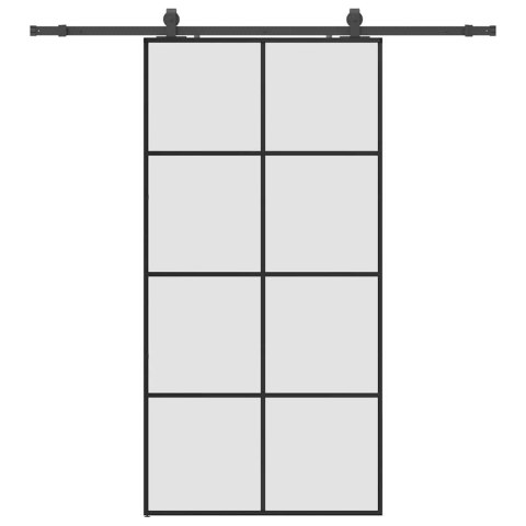 DRZWI PRZESUWNE Z ZESTAWEM OKUĆ CZARNE 102,5X205CM ESG SZKŁO