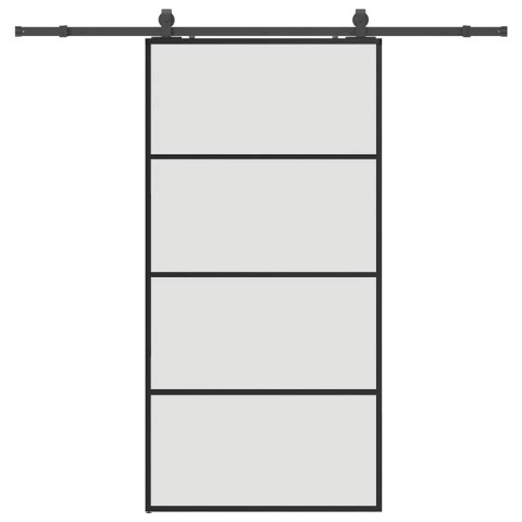 DRZWI PRZESUWNE Z ZESTAWEM OKUĆ CZARNE 102,5X205CM ESG SZKŁO
