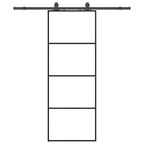 DRZWI PRZESUWNE Z ZESTAWEM OKUĆ CZARNE 76X205CM ESG SZKŁO