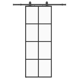DRZWI PRZESUWNE Z ZESTAWEM OKUĆ CZARNE 76X205CM ESG SZKŁO