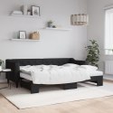 LEŻANKA ROZSUWANA Z MATERACAMI CZARNA 80X200CM TKANINA